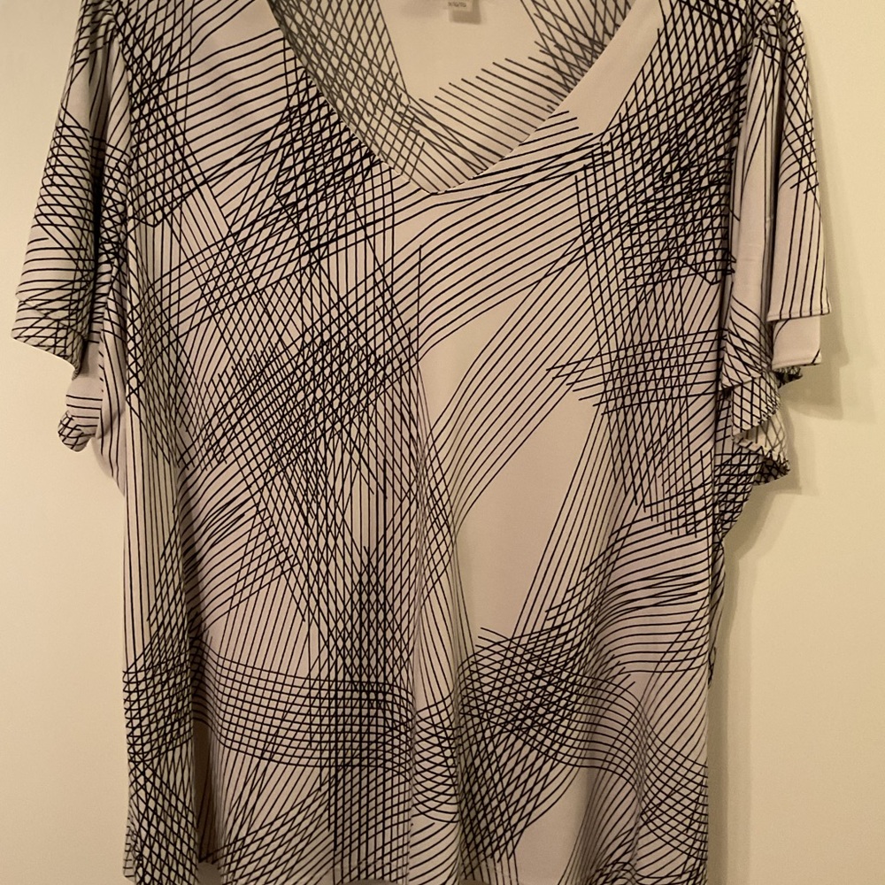 Calvin Klein Black and White Abstract Blouse